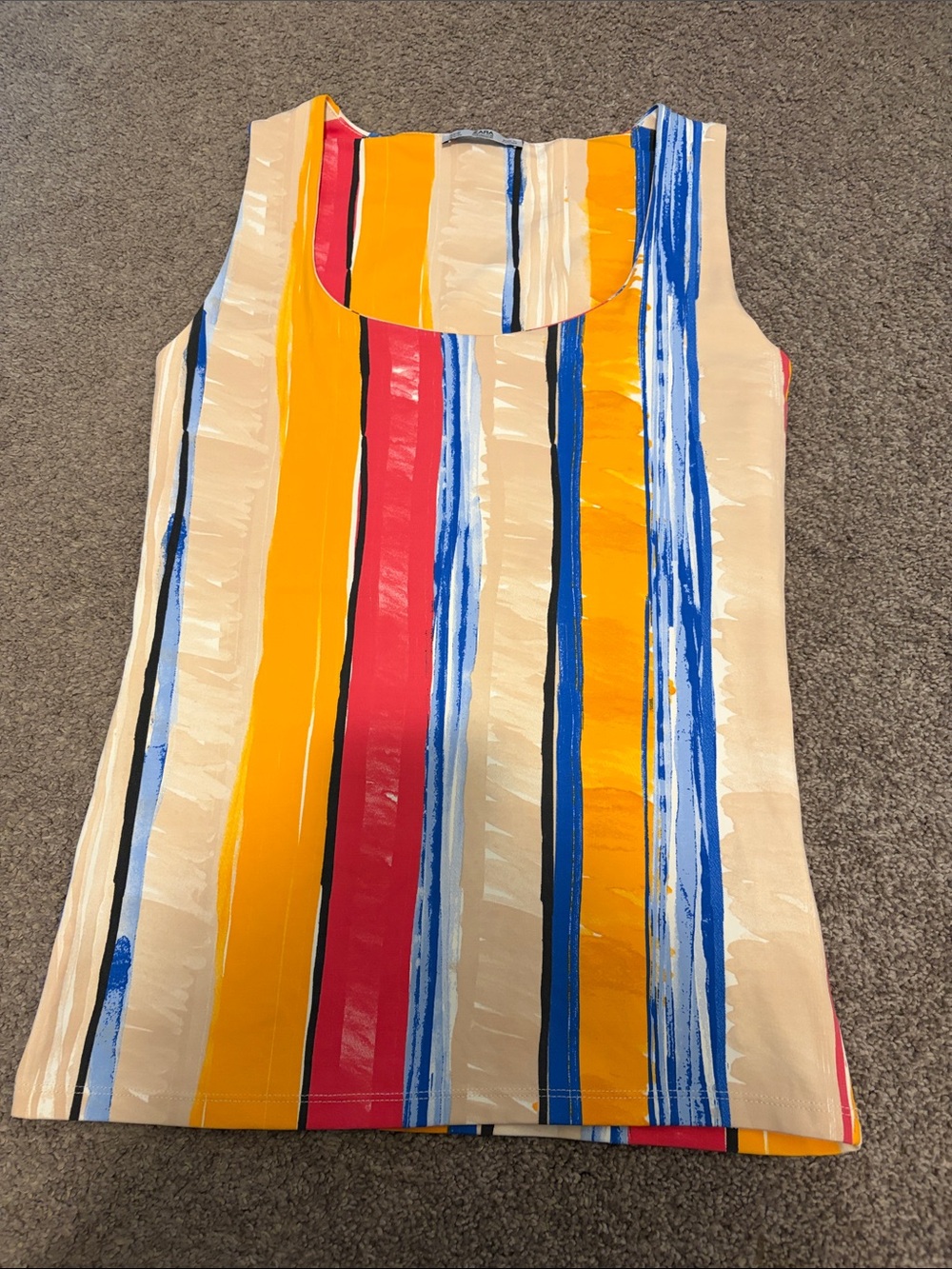 Zara Sleeveless Striped Tank in Yellow, Blue, Red & Cream
